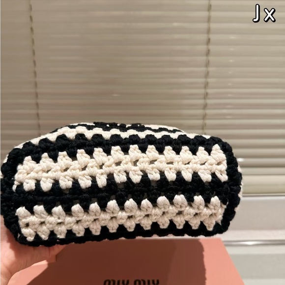 Miu miu Black and White Crochet Shoulder Bag - Picture 2 of 7